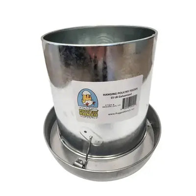 Rugg'EGG' Ranch Galvanized Feeder 15 lbs side view - Poultry Supplies by Rugged Ranch