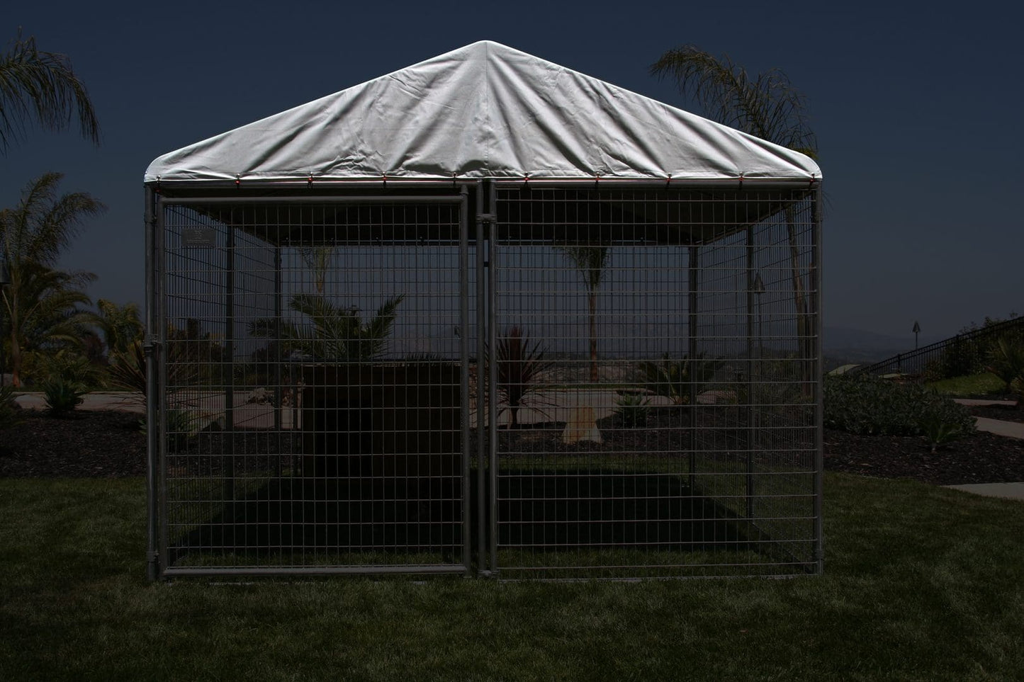 A Frame Top 10' x 10' front view - Kennel Accessories by Rugged Ranch