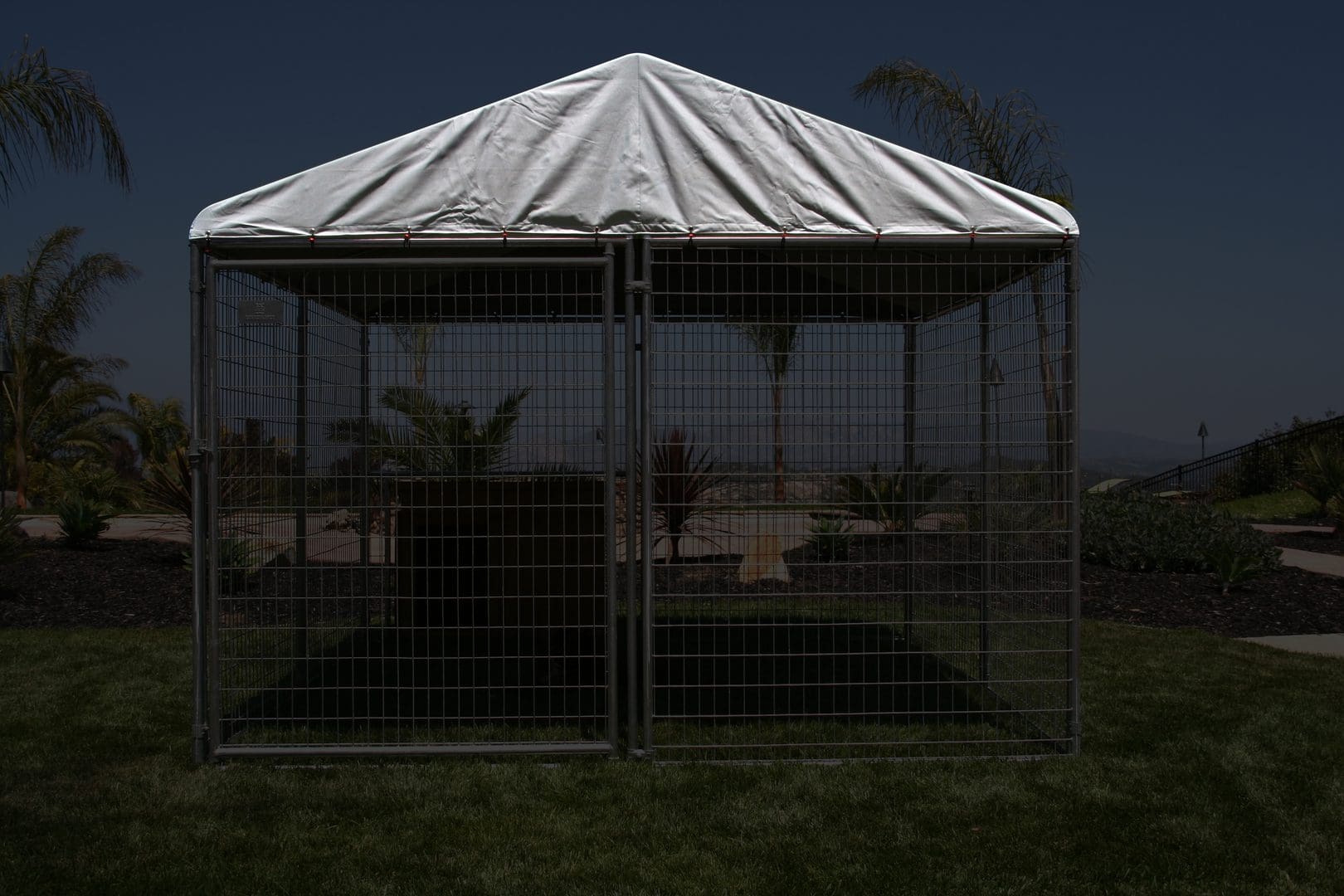 A Frame Top Canvas Only 10' x 10' front view - Kennel Accessories by Rugged Ranch