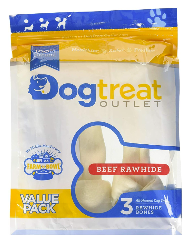 Small Dog Rawhide Bones Bulk Pack of 6 Natural Rawhide Protein Treats Knot Bones