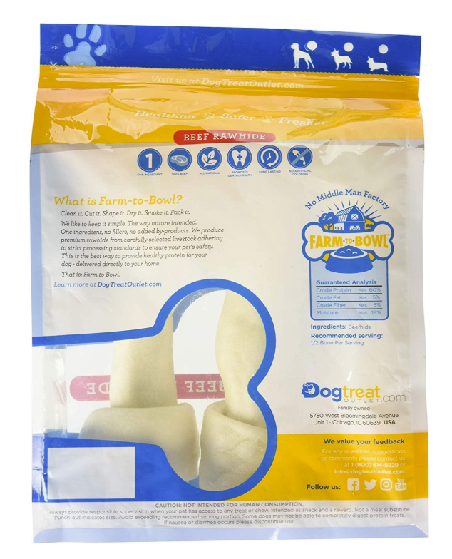 Small Dog Rawhide Bones Bulk Pack of 6 Natural Rawhide Protein Treats Knot Bones