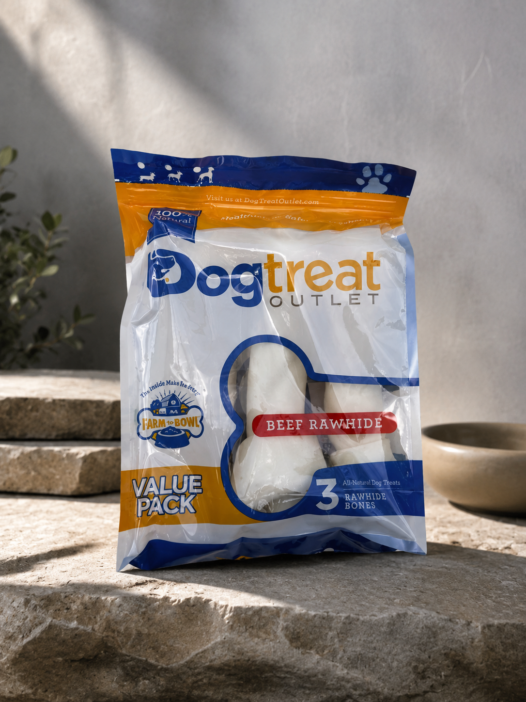 Rugged Ranch Knotted Rawhide Dog Bones