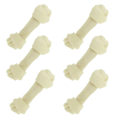 Small Dog Rawhide Bones Bulk Pack of 6 Natural Rawhide Protein Treats Knot Bones