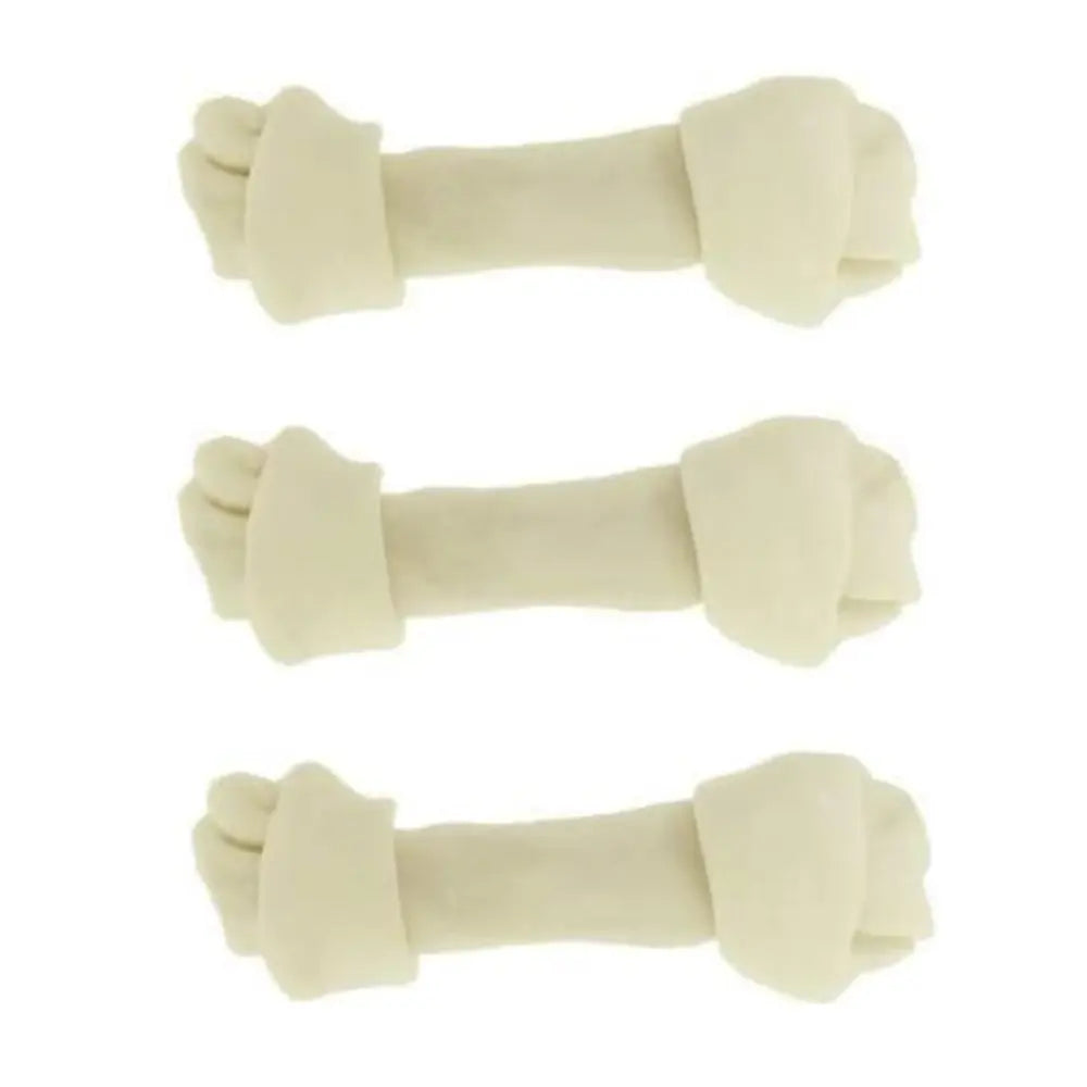Dog Rawhide Bones Bulk Pack of 3 Natural Rawhide Protein Treats Knot Bone Chews