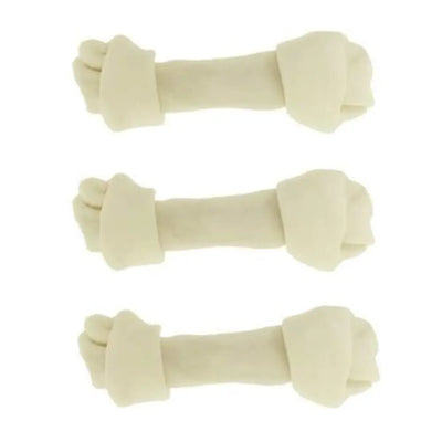 Dog Rawhide Bones Bulk Pack of 3 Natural Rawhide Protein Treats Knot Bone Chews