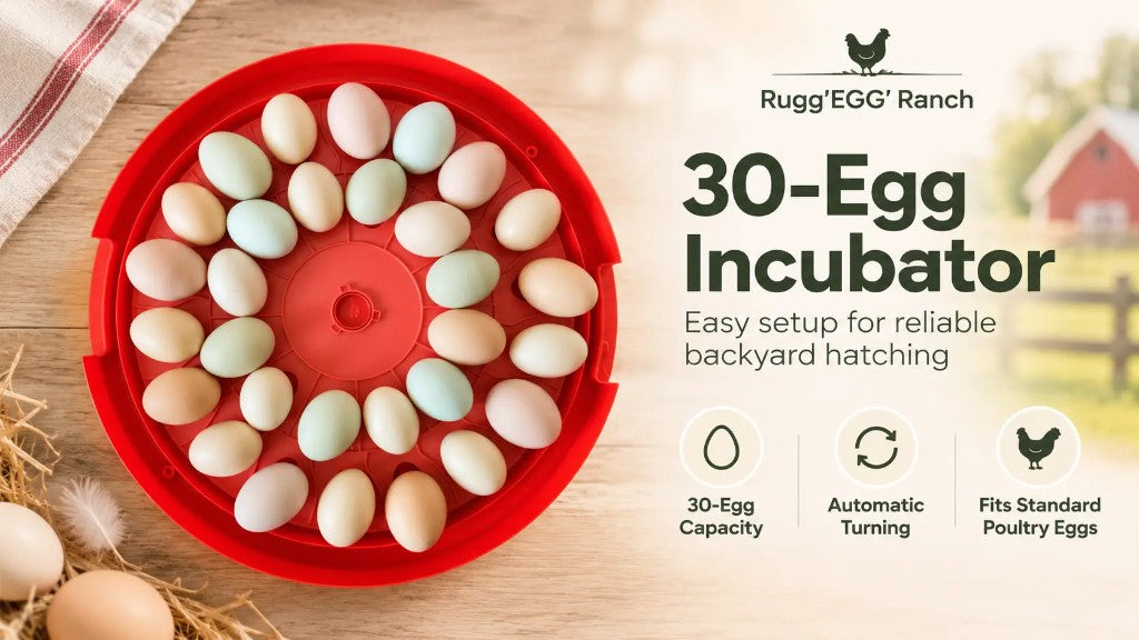 Rugg'EGG' Ranch 30 Egg Incubator - easy setup for backyard hatching