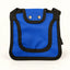 One plain blue Rugged Ranch chicken saddle with black edging and two metal snaps on a clean background