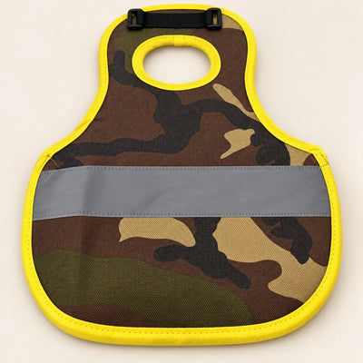 Rugged Ranch camo chicken comfort saddle with yellow trim, oval opening and gray band